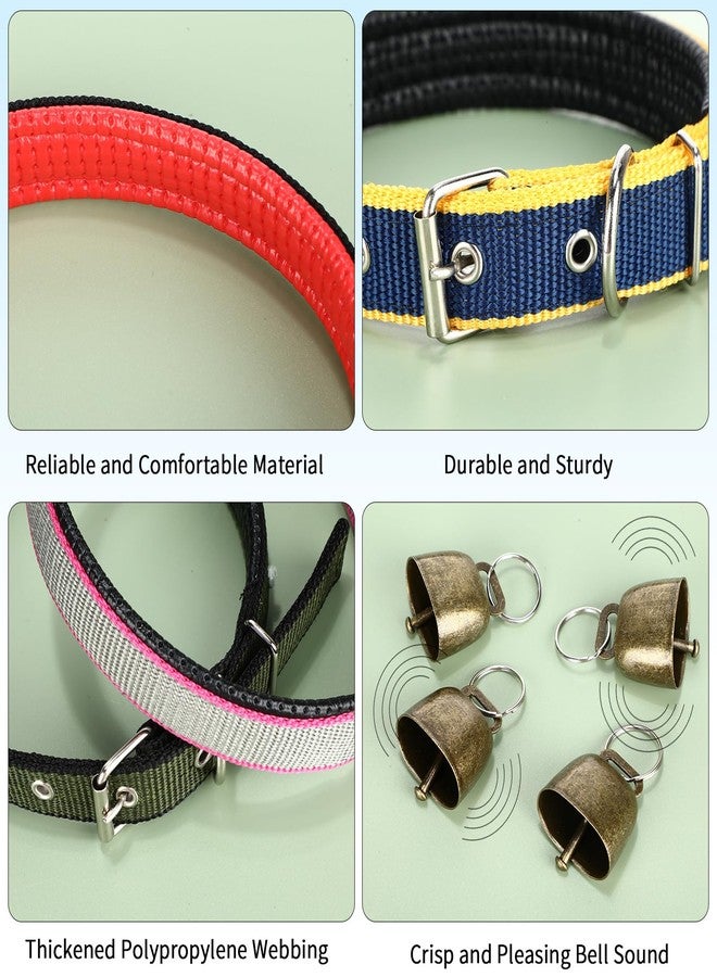 Clysee 5 Sets Adjustable Small Goat Collars with Bells Cow Horse Sheep Copper Bronze Bells Pet Collar Goat Supplies for Farm Animal Accessories - Image 4